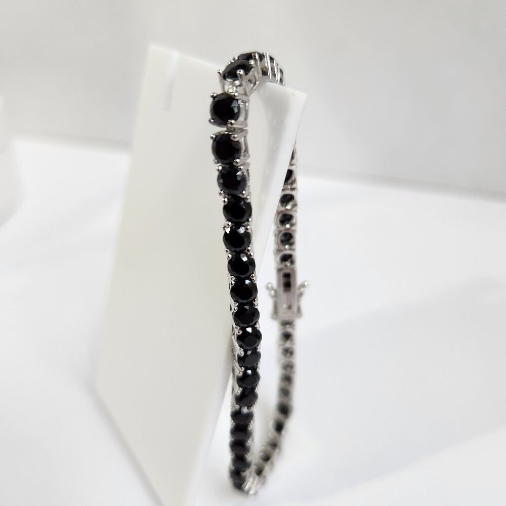 VTG NIB 925 Black Spinel Eternity / Tennis Bracelet 12.00ctw. 7.25 in length - Picture 8 of 10